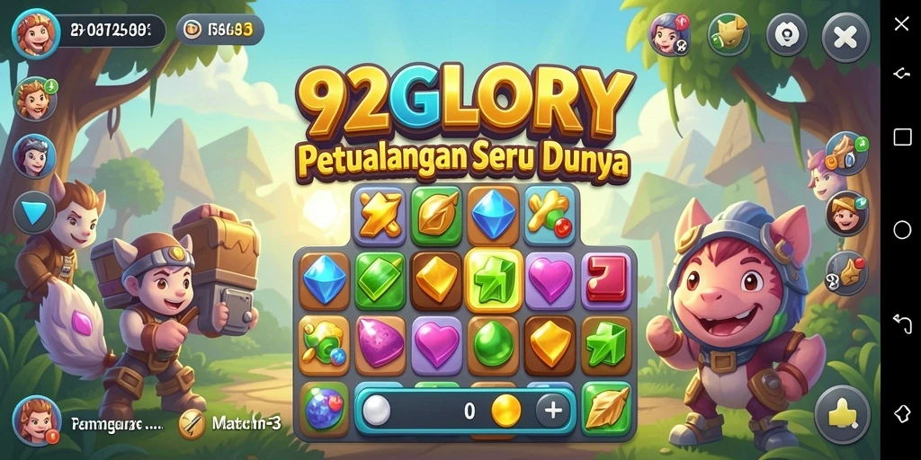 Tampilan menawan dari gameplay 92GLORY yang penuh warna.