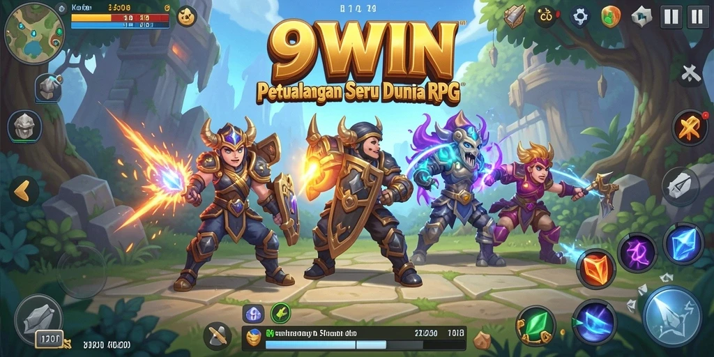Tampilan gameplay <strong>9WIN</strong> yang menakjubkan dengan karakter dan petualangan epik.