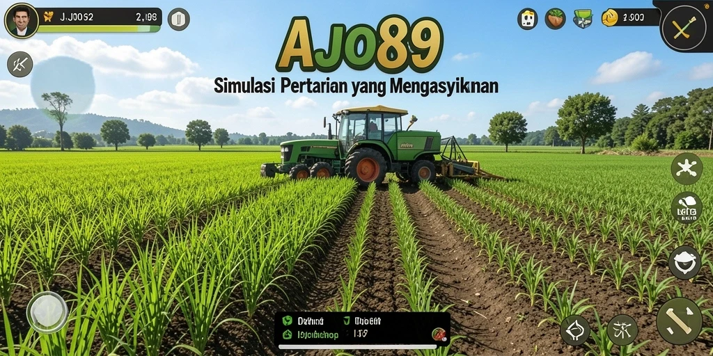 Tangkapan layar AJO89 menampilkan keseruan gameplay pertanian yang interaktif.