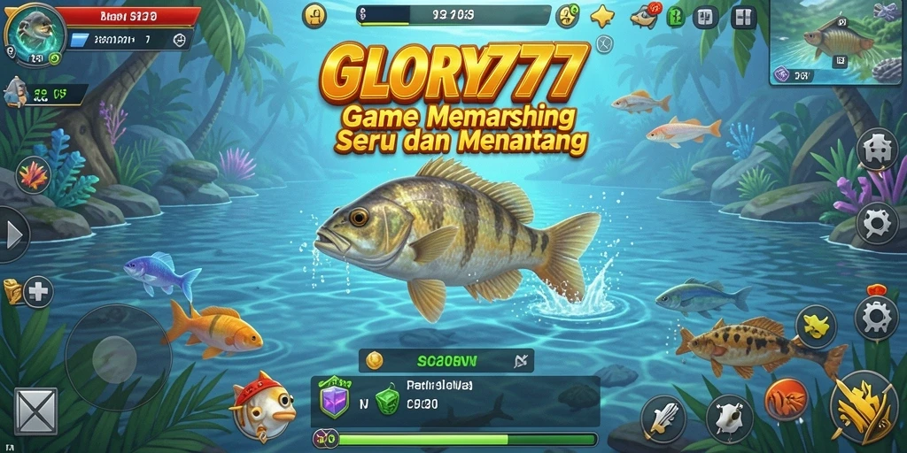Screenshot menunjukkan tindakan memancing seru di GLORY777.