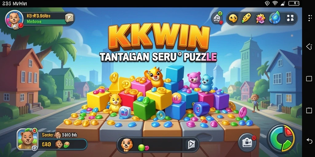 Tampilan gameplay KKWIN yang menarik dengan teka-teki penuh warna.