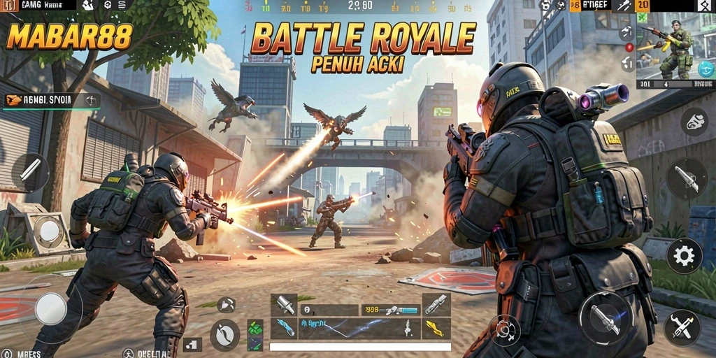 Tangkapan layar MABAR88 menampilkan aksi seru dalam game Battle Royale.