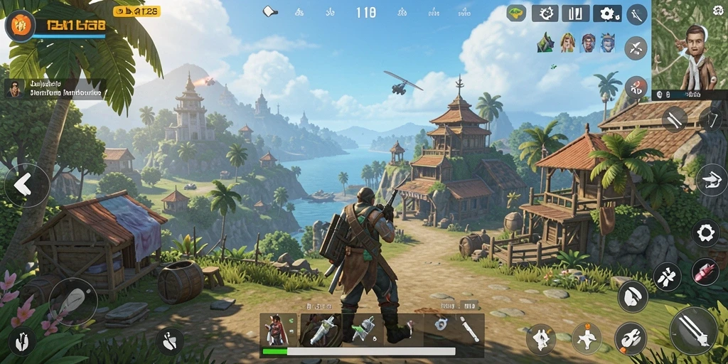 Screenshot gameplay OLX128 menampilkan dunia terbuka yang luas dan menawan.