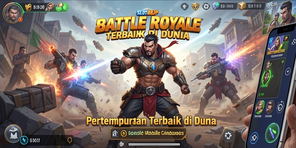 Tampilan gameplay menegangkan di SLOT88JP, pertarungan seru Battle Royale.