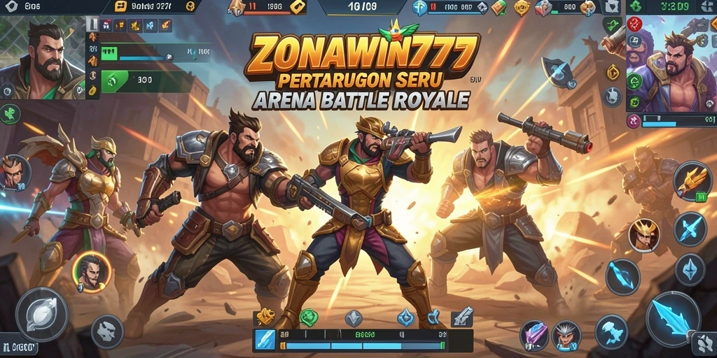 Tangkapan layar ZONAWIN777 menampilkan aksi seru dalam pertempuran Battle Royale.